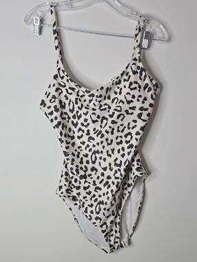 Aerie Leopard Print One-Piece Swimsuit in Cream and Black